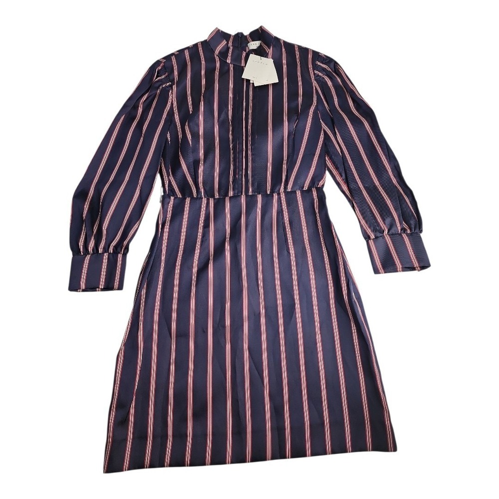 NWT Sandro Paris Striped Dress Women Size 36 Navy Blue French Chic Professional - Picture 2 of 13
